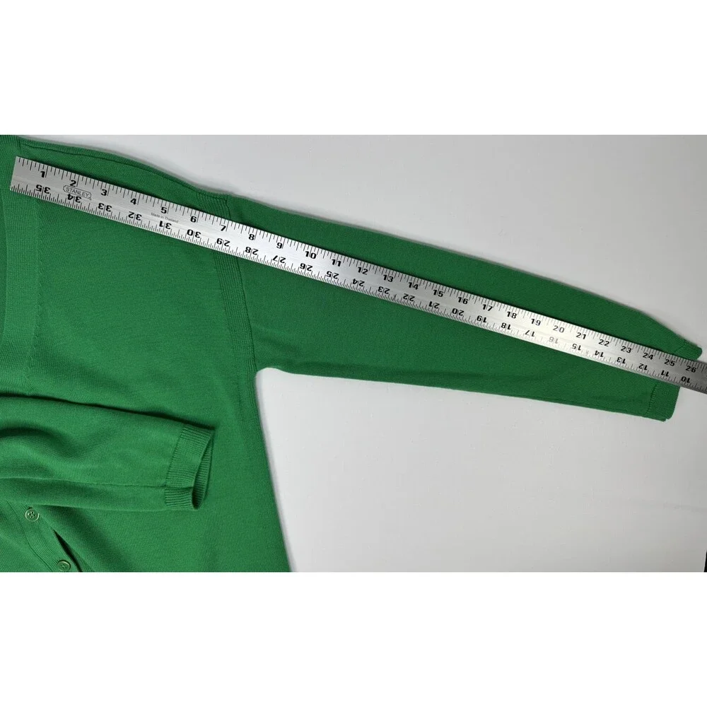 Talbots Petite Medium Green Cardigan Sweater Button Front Long Sleeve Preppy - Picture 12 of 13